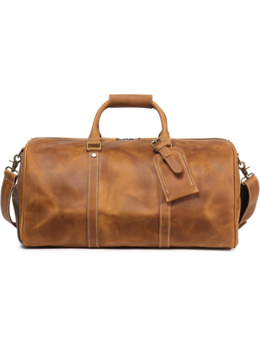 Classic Men's Leather Duffel Bag with Shoe Compartment - Vintage Travel Luggage
